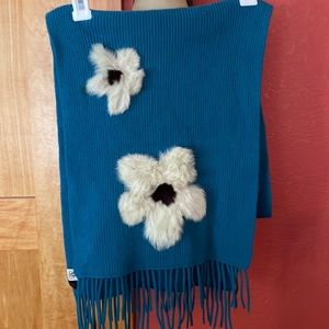 Portolano Lambswool with rabbit fur accents scarf